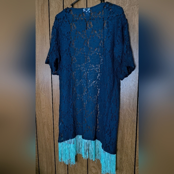 🇺🇸BOGO🆓-LulaRoe Lightweight Blue Two Toned Duster Open Front - Picture 3 of 3